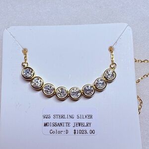 Women’s 925 Silver Gold Moissanite diamond Necklace